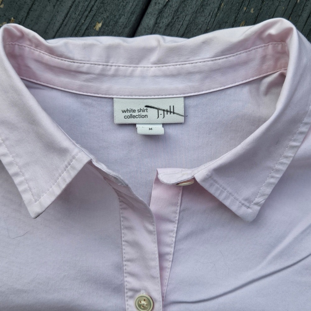 J. Jill White Shirt Collection Soft Pink Button-Up 3/4 Sleeve Womens Medium - Picture 3 of 9
